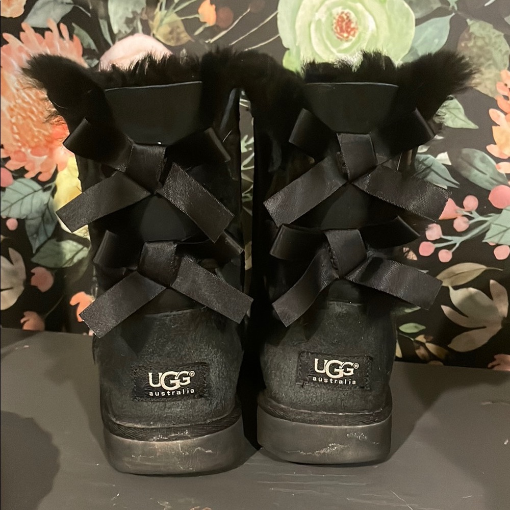 UGG Kids Black Fur-Lined Boots
